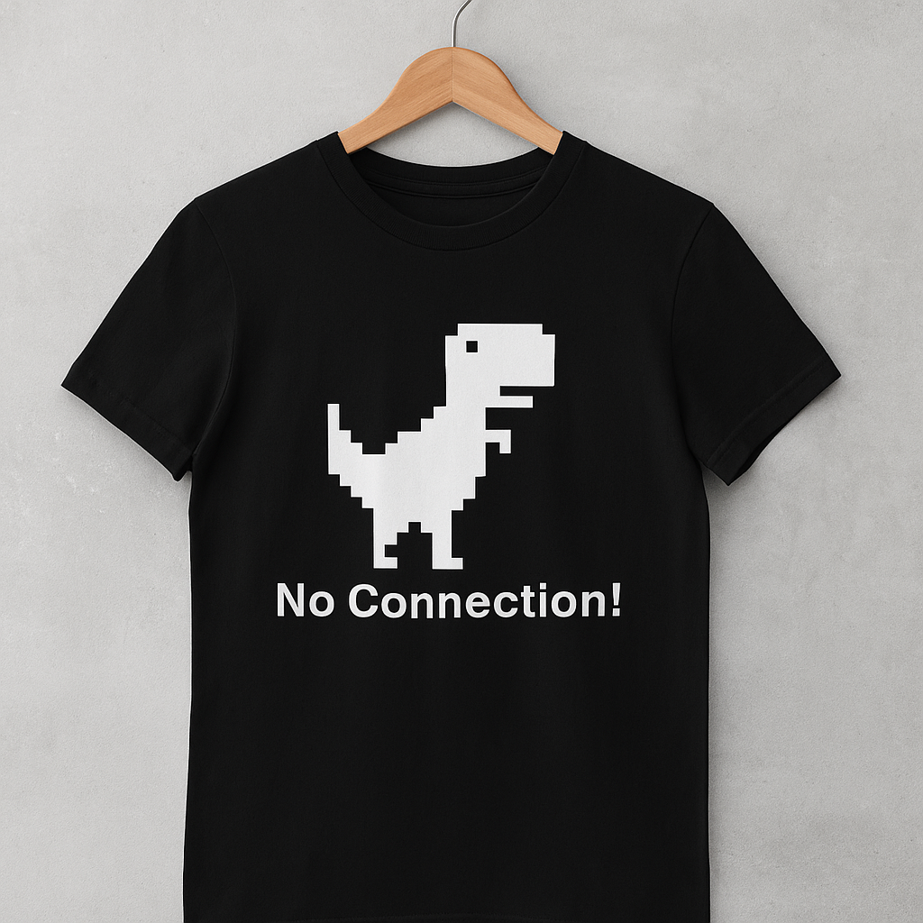 No Connection Dino T-Shirt |Round Neck Half Sleeve Black