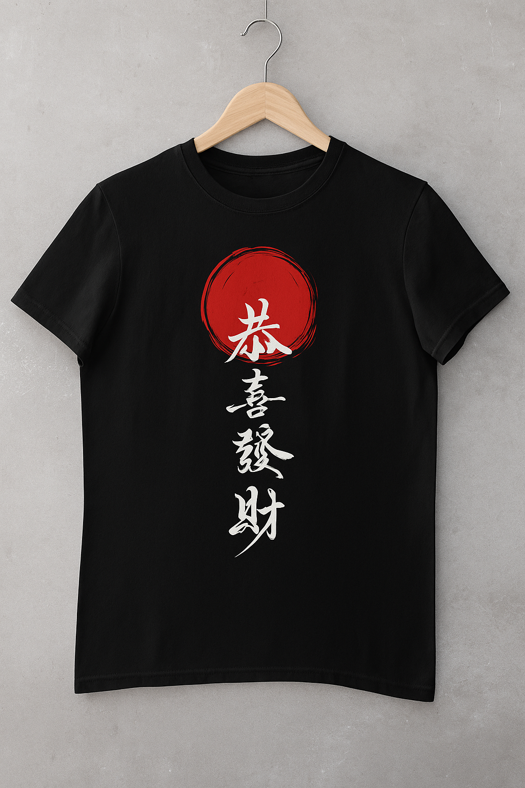 Japanese Typography Black Half Sleeve T-Shirt
