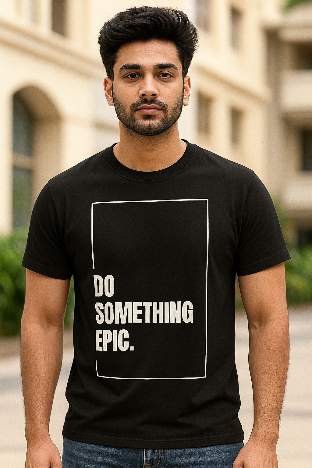 Do Something Epic | Black Half Sleeve Round Neck T Shirt