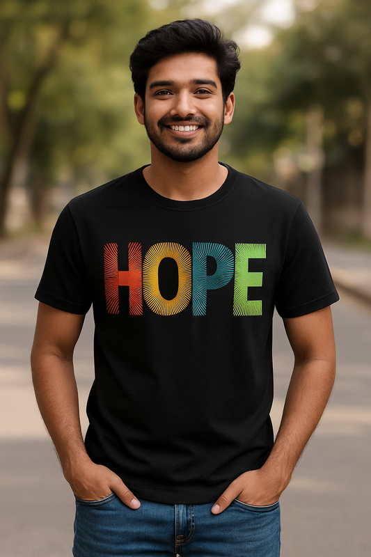 Hope Typography Round Neck Half Sleeve T-shirt