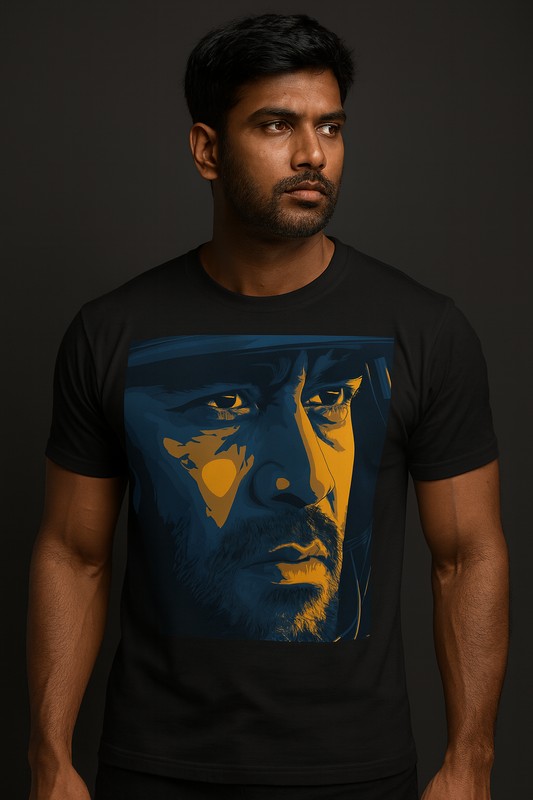 MS Dhoni Face | Half Sleeve Round Neck T Shirt
