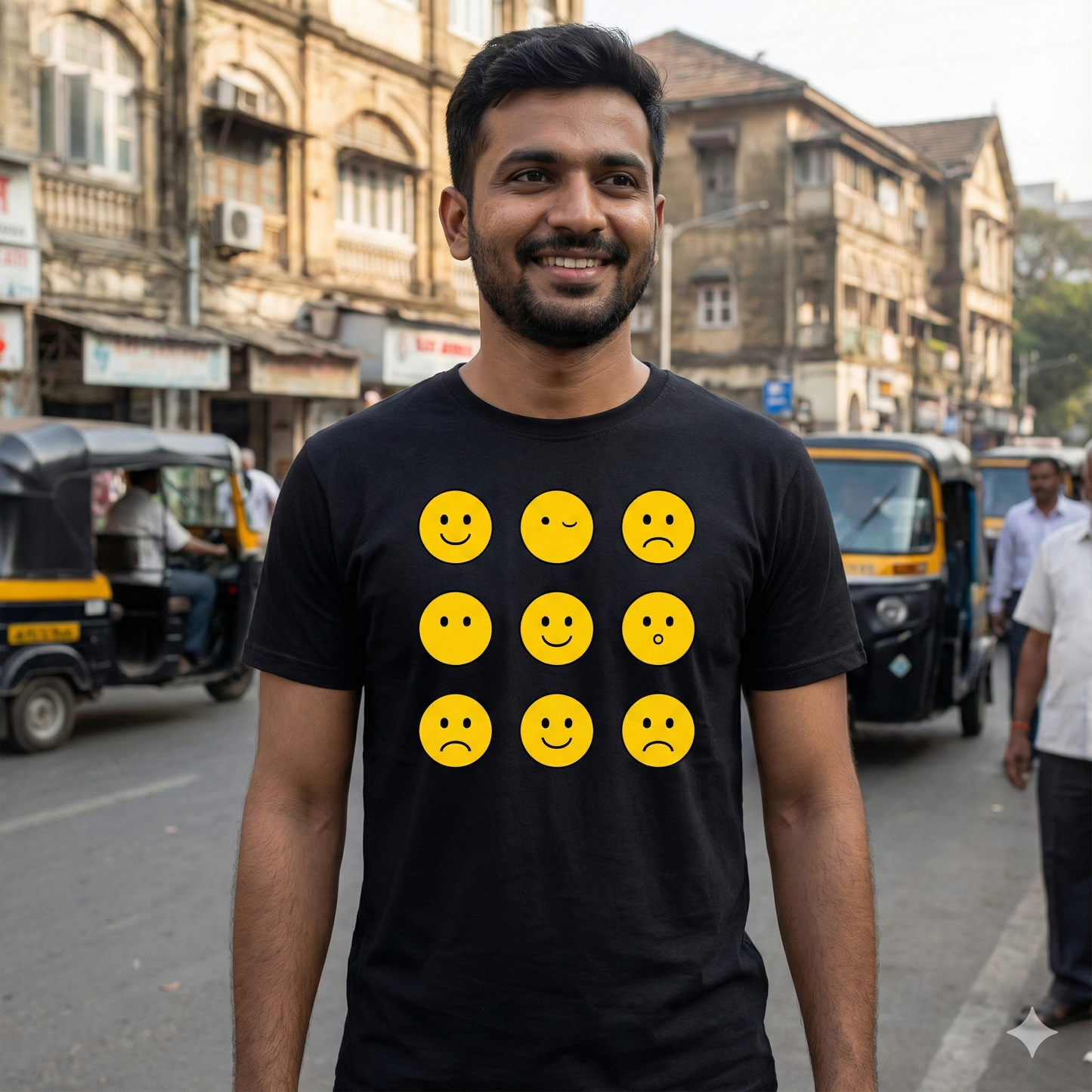 Keep Smiling | Smiley Faced Round Neck half sleeve T shirt