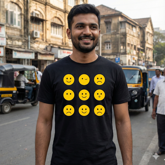 Keep Smiling | Smiley Faced Round Neck half sleeve T shirt
